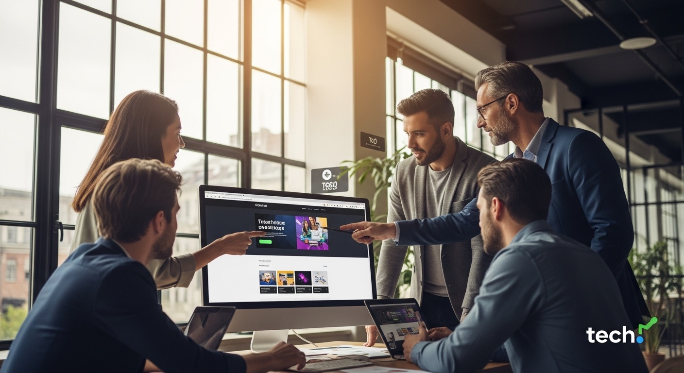 Retro-themed creative team session for a website launch